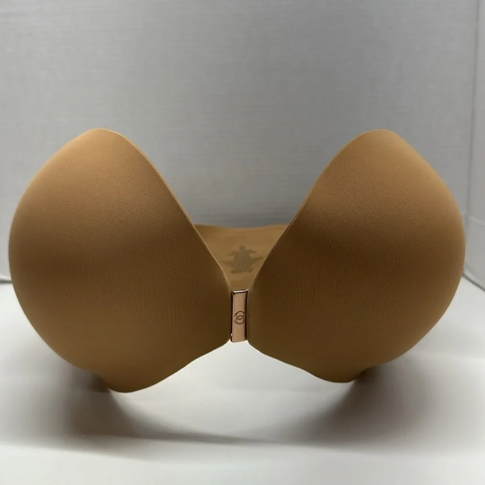 Evelyn Bobby Bra Front Closure Strapless Convertible Straps Nude Tan New 38DD